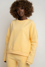 BLUZA O KROJU REGULAR FIT Z DŁUŻSZYM ŻÓŁTA - COOK