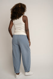 SPODNIE DRESOWE Z EFEKTEM WASHED NIEBIESKIE - RIBE PETIT