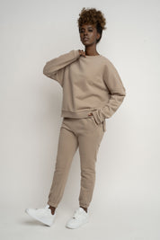 LIGHT BROWN REGULAR FIT SWEATER WITH A LONGER BACK - COOK