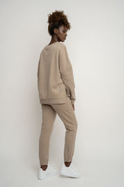 LIGHT BROWN REGULAR FIT SWEATER WITH A LONGER BACK - COOK