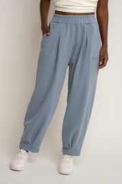 SPODNIE DRESOWE Z EFEKTEM WASHED NIEBIESKIE - RIBE PETIT