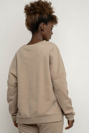LIGHT BROWN REGULAR FIT SWEATER WITH A LONGER BACK - COOK