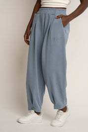 SPODNIE DRESOWE Z EFEKTEM WASHED NIEBIESKIE - RIBE PETIT