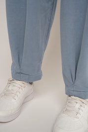 SPODNIE DRESOWE Z EFEKTEM WASHED NIEBIESKIE - RIBE PETIT