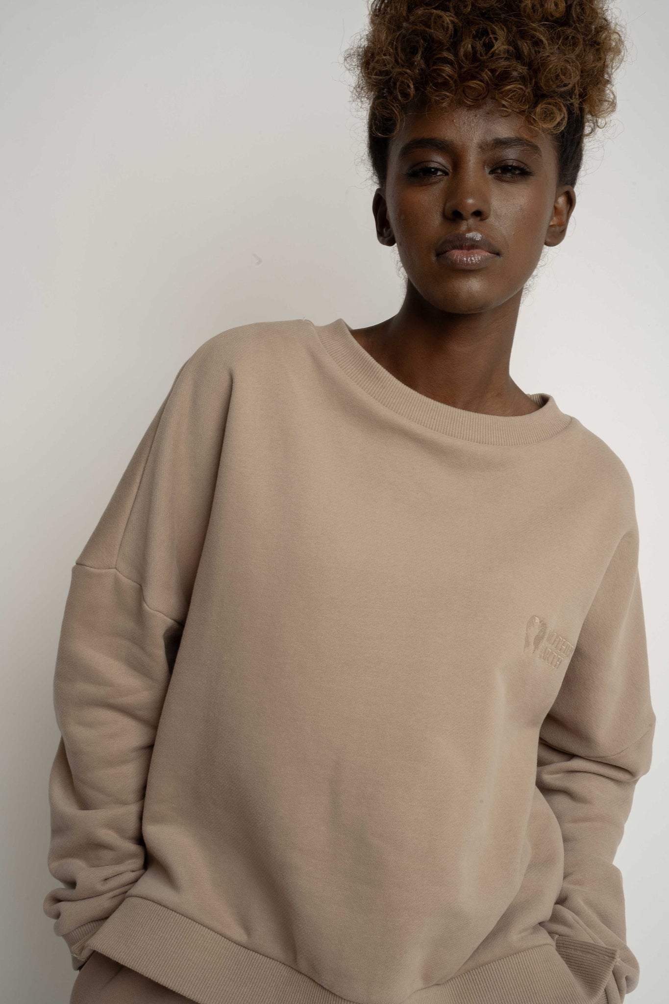 LIGHT BROWN REGULAR FIT SWEATER WITH A LONGER BACK - COOK
