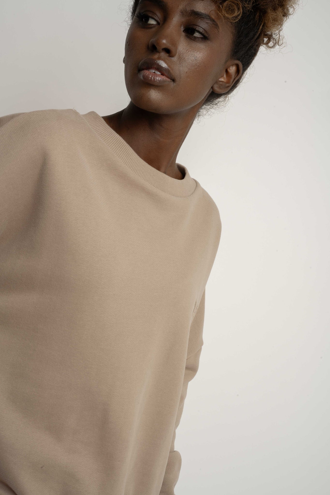 LIGHT BROWN REGULAR FIT SWEATER WITH A LONGER BACK - COOK
