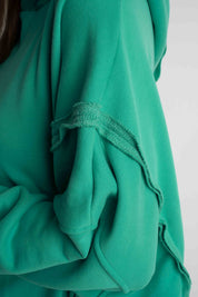 OVERSIZE HOODED SWEATSHIRT WITH SIDE SLOTS, GREEN - HOLA