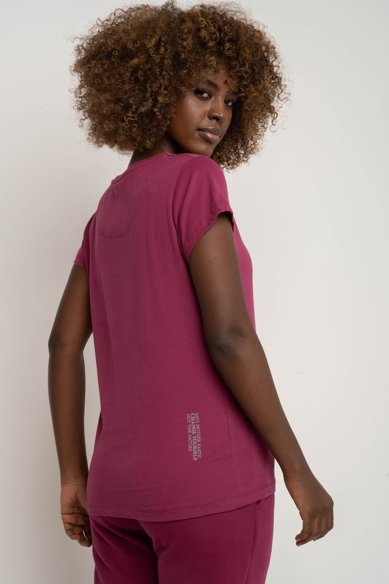 T-SHIRT DAMSKI BURGUNDOWY - SALINA