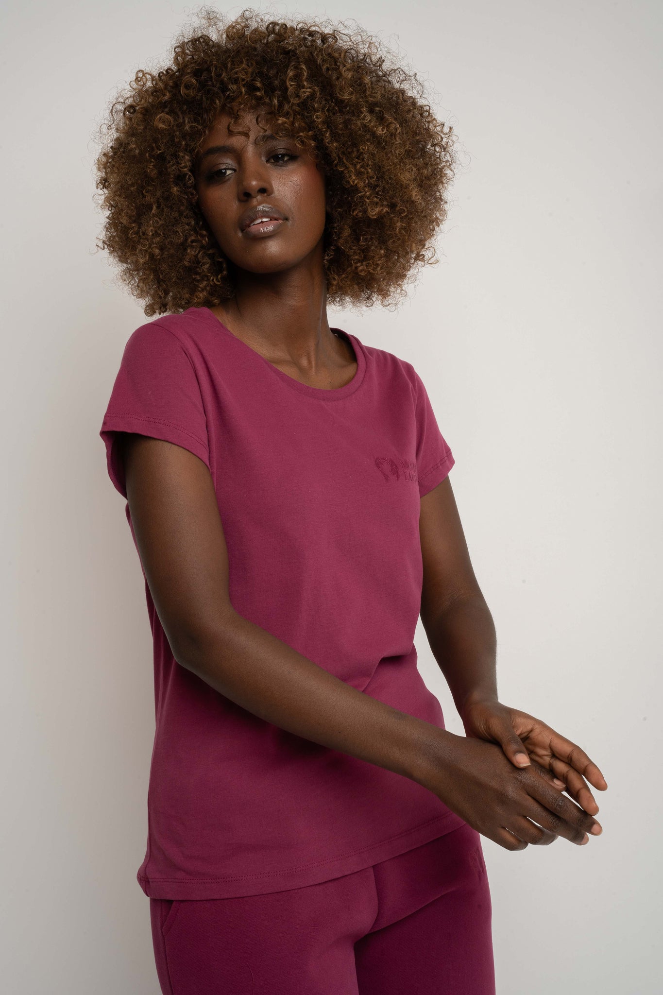 T-SHIRT DAMSKI BURGUNDOWY - SALINA