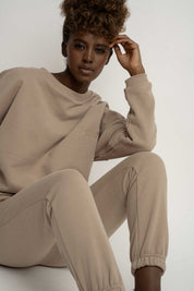 LIGHT BROWN REGULAR FIT SWEATER WITH A LONGER BACK - COOK