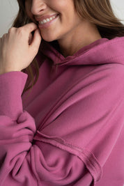 OVERSIZE HOODED SWEATSHIRT WITH SIDE SLOTS FUCHSIA - HOLA