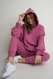 OVERSIZE HOODED SWEATSHIRT WITH SIDE SLOTS FUCHSIA - HOLA