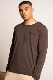 T-SHIRT OVERSIZE Z DELIKATNYM EFEKTEM SPRANIA CIEMNOBRĄZOWY - TOBALAI