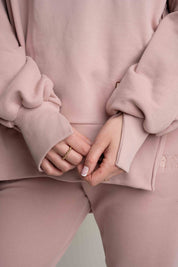 OVERSIZE HOODED SWEATSHIRT WITH SIDE SLOTS LIGHT PINK - HOLA