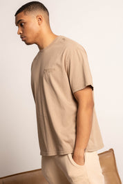 OVERSIZED T-SHIRT WITH A DELICATE WASH EFFECT, BEIGE - MOROTAI
