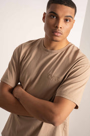 OVERSIZED T-SHIRT WITH A DELICATE WASH EFFECT, BEIGE - MOROTAI