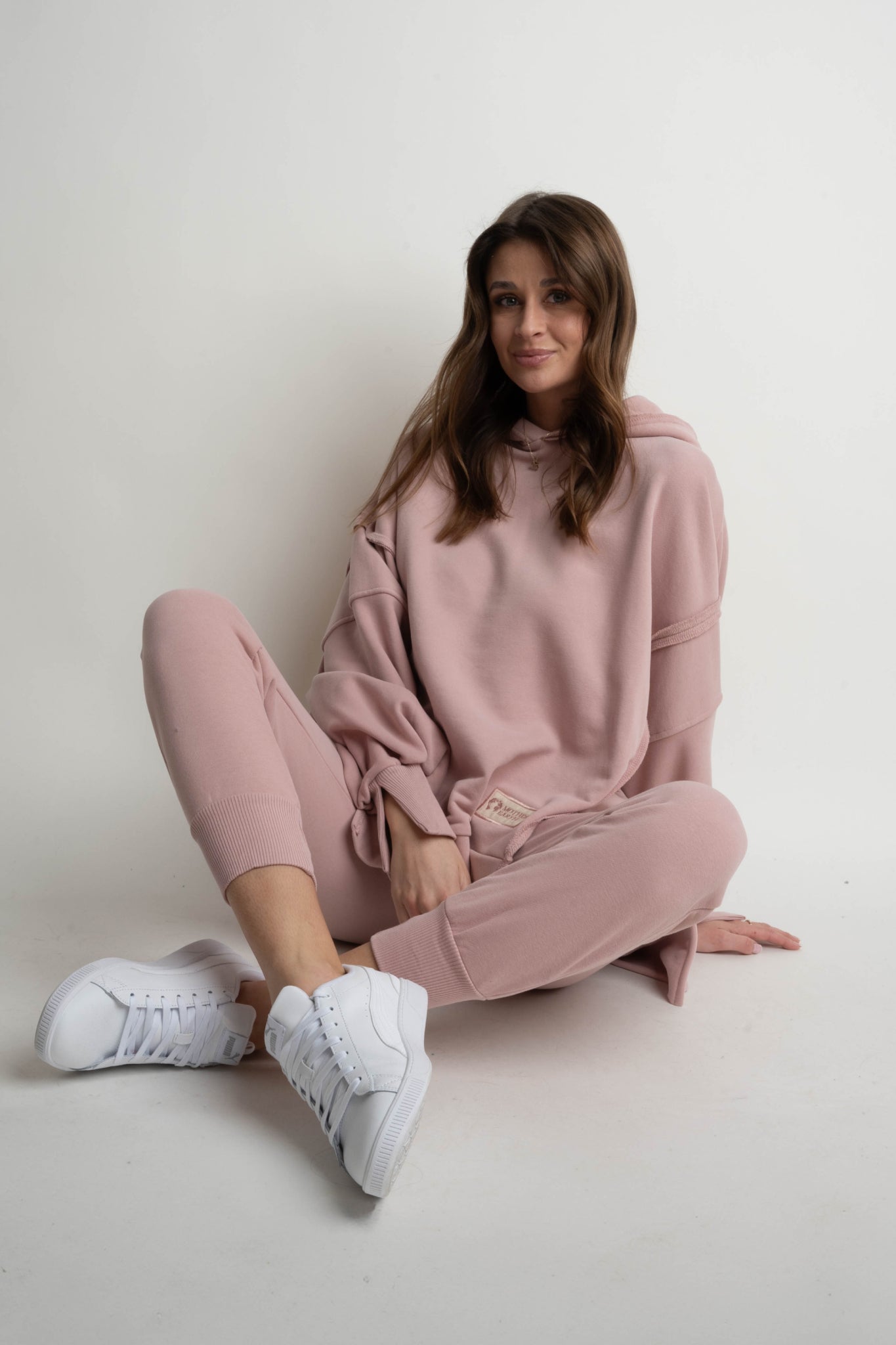 OVERSIZE HOODED SWEATSHIRT WITH SIDE SLOTS LIGHT PINK - HOLA