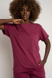 T-SHIRT DAMSKI BURGUNDOWY - TULUM