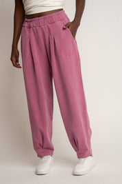 SPODNIE DRESOWE Z EFEKTEM WASHED FIOLETOWE - RIBE PETIT