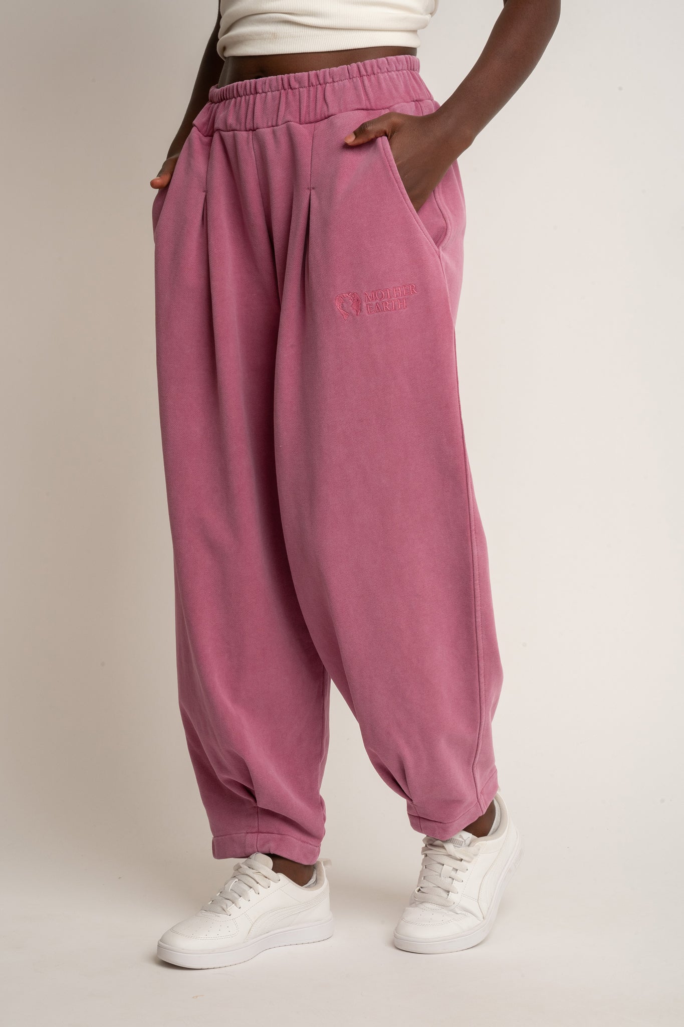 SPODNIE DRESOWE Z EFEKTEM WASHED FIOLETOWE - RIBE PETIT