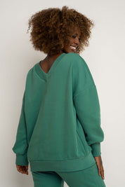 BLUZA Z DEKOLTEM OVERSIZE ZIELONA - BISCOE