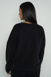 BLUZA O KROJU REGULAR FIT Z DŁUŻSZYM TYŁEM CZARNA - COOK