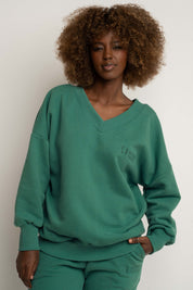 BLUZA Z DEKOLTEM OVERSIZE ZIELONA - BISCOE