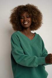 BLUZA Z DEKOLTEM OVERSIZE ZIELONA - BISCOE