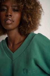 BLUZA Z DEKOLTEM OVERSIZE ZIELONA - BISCOE