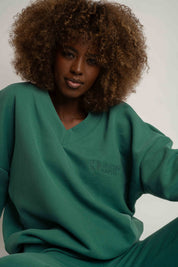 BLUZA Z DEKOLTEM OVERSIZE ZIELONA - BISCOE
