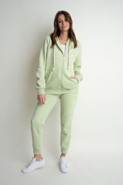 ZIPPER HOODED SWEATSHIRT PISTACHIO - ZANZIBAR