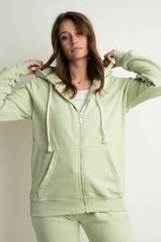 ZIPPER HOODED SWEATSHIRT PISTACHIO - ZANZIBAR