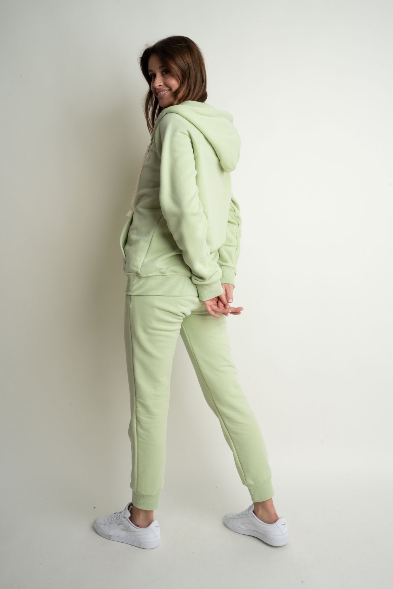 ZIPPER HOODED SWEATSHIRT PISTACHIO - ZANZIBAR