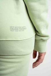 ZIPPER HOODED SWEATSHIRT PISTACHIO - ZANZIBAR