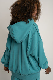 BLUZA Z EFEKTEM WASHED TURKUSOWA - OSLO