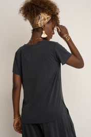 T-SHIRT W SEREK Z MODALU GRAFITOWY - STELLA
