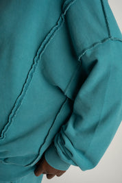 BLUZA Z EFEKTEM WASHED TURKUSOWA - OSLO