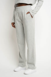 GREY MELANGE KNITTED TROUSERS - BRENDA