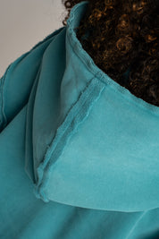 BLUZA Z EFEKTEM WASHED TURKUSOWA - OSLO