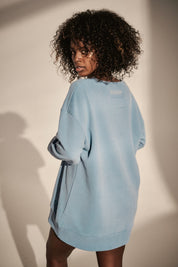 LONG OVERSIZE SWEATSHIRT WITH V-NECK 1st drop BLUE - EGINA