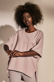 ASYMMETRIC OVERSIZE T-SHIRT LIGHT PINK - ELEFANTA