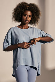 ASYMMETRIC OVERSIZE T-SHIRT BLUE - ELEFANTA