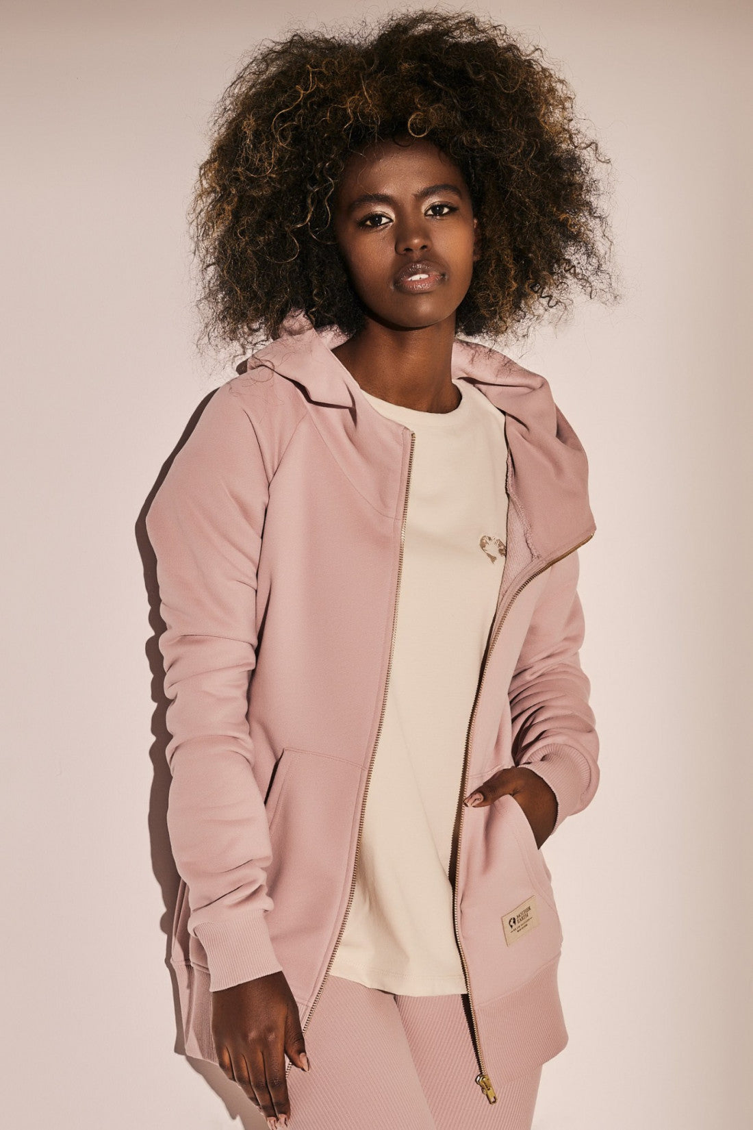 LIGHT PINK ZIPPER HOODIE - FARWELL