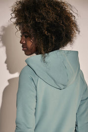 TURQUOISE ZIP-UP HOODED SWEATSHIRT - FARWELL