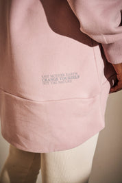 LONG ASYMMETRIC HOODED SWEATSHIRT 1st drop LIGHT PINK - HALLA