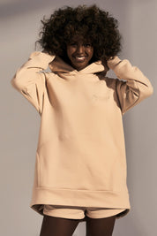 LONG ASYMMETRIC HOODED SWEATSHIRT 1st drop SAND - HALLA