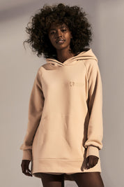 LONG ASYMMETRIC HOODED SWEATSHIRT 1st drop SAND - HALLA