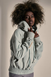 HOODED SWEATSHIRT WITH ZIPPER MINT - HIUMA