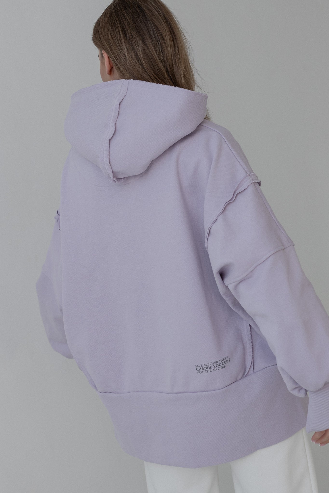 OVERSIZE SWEATSHIRT WITH HOOD AND SLOTS ON THE SIDES PURPLE - HOLA