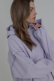 OVERSIZE SWEATSHIRT WITH HOOD AND SLOTS ON THE SIDES PURPLE - HOLA